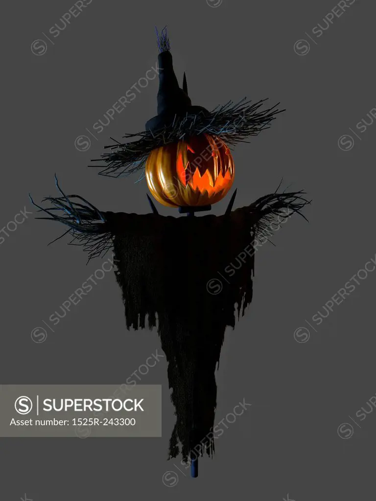 3d rendered illustration of a scary halloween scarecrow