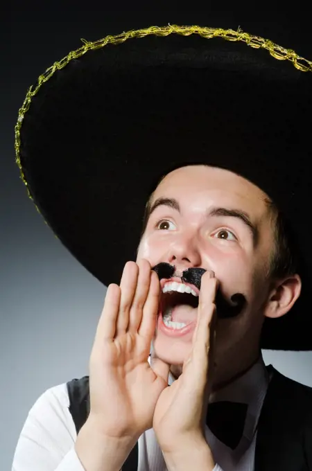 Funny mexican with sombrero in concept