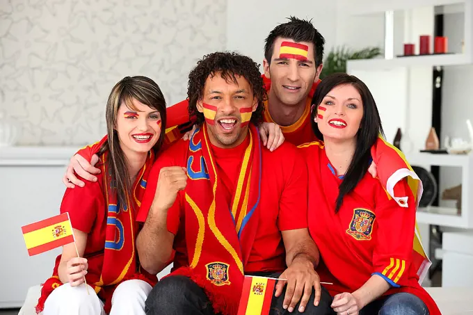 Four Spanish sports fans