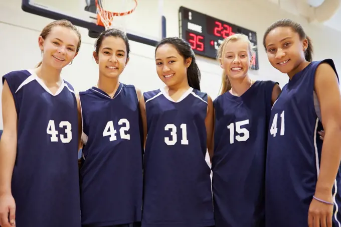 Members Of Female High School Basketball Team