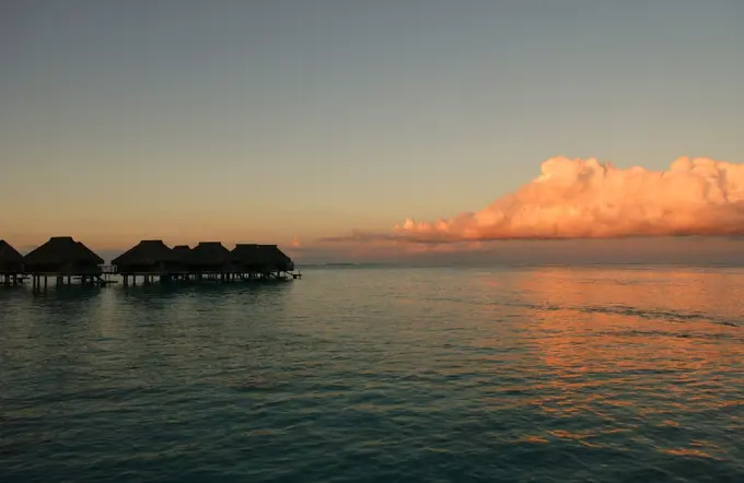 Panoramic view of the sea, Moorea, Tahiti, French Polynesia, South Pacific