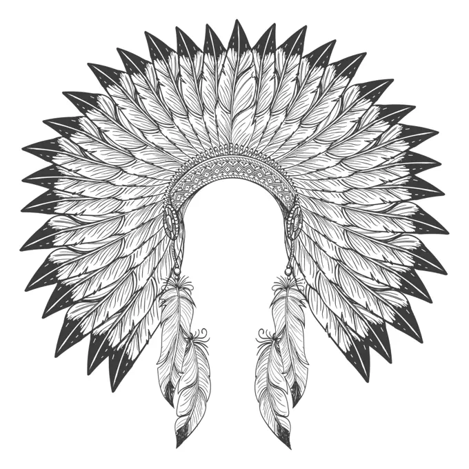 Native american indian headdress with feathers. Native american indian headdress with feathers. Vector war bonnet headdress