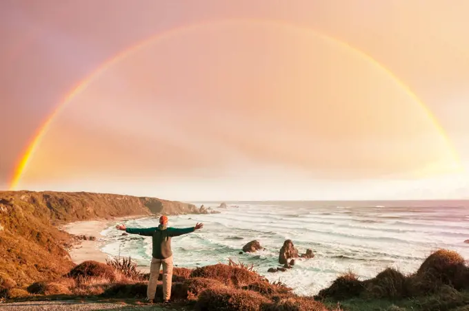 Beautiful landscapes it the Ocean Beach, New Zealand. Inspiring natural and travel background