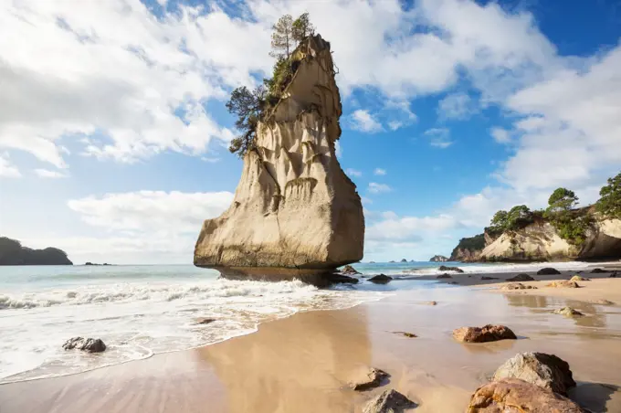 Beautiful landscapes it the Ocean Beach, New Zealand. Inspiring natural and travel background