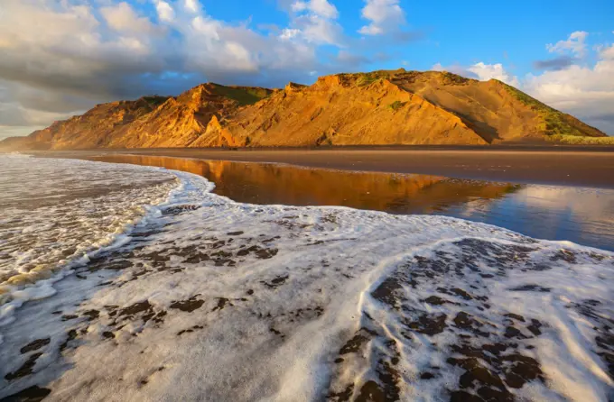 Beautiful landscapes it the Ocean Beach, New Zealand. Inspiring natural and travel background