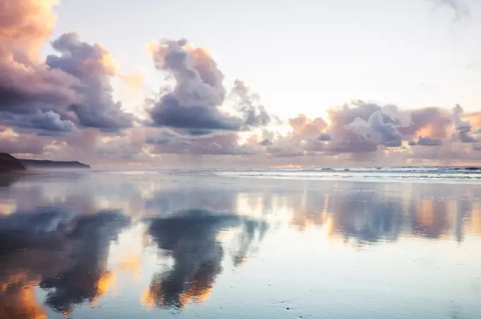 Beautiful landscapes it the Ocean Beach, New Zealand. Inspiring natural and travel background