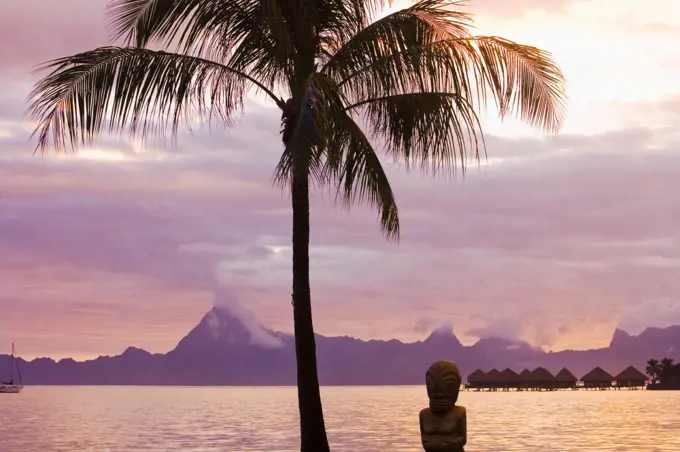 Sunset on tahiti with view of moorea