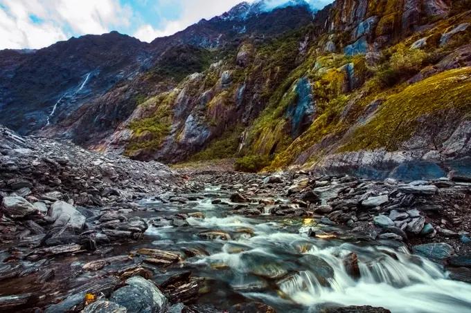 beautiful scenic of franz josef glacier most popular traveling destination in south island new zealand