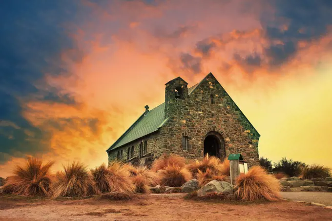 church of good shepherd  important landmark and traveling destination near lake tekapo south island new zealand