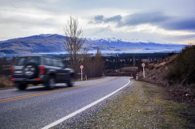 suv car driving on traveling new zealand highway 