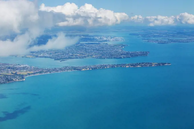 Aerial view on a New Zealand. Travel background and concept