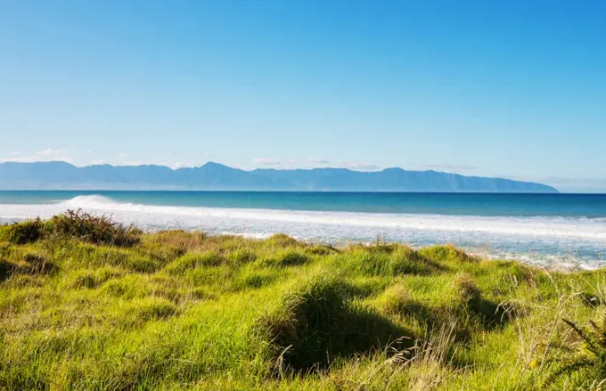 Beautiful landscapes it the Ocean Beach, New Zealand. Inspiring natural and travel background