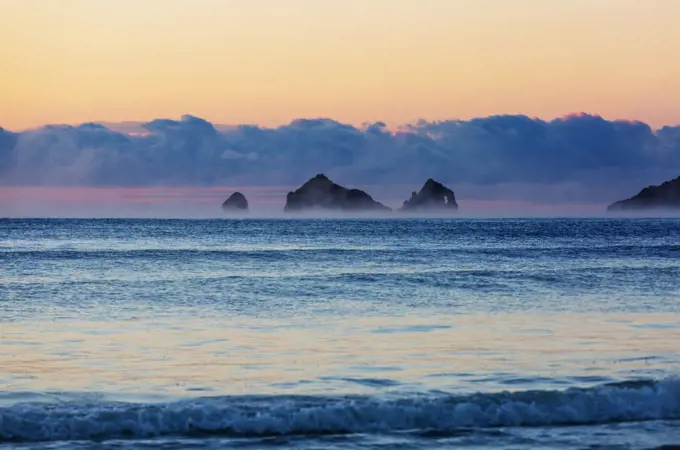 Beautiful landscapes it the Ocean Beach, New Zealand. Inspiring natural and travel background