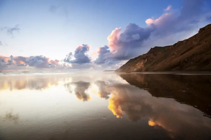 Beautiful landscapes it the Ocean Beach, New Zealand. Inspiring natural and travel background