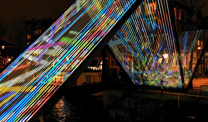 Light installation in amsterdam red light district during amsterdam light festival. Light installation in amsterdam red light district