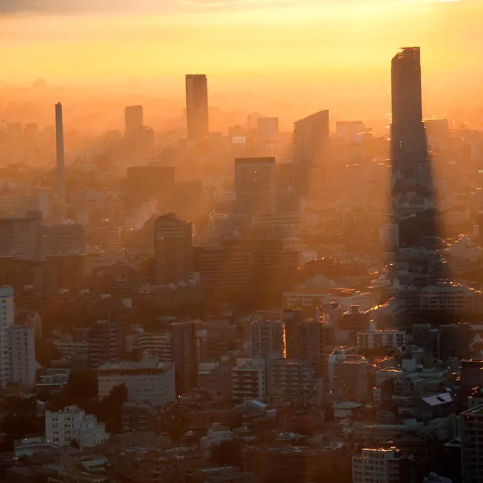 City viewed from the Tokyo Tower at dusk, Minato Ward, Tokyo, Japan