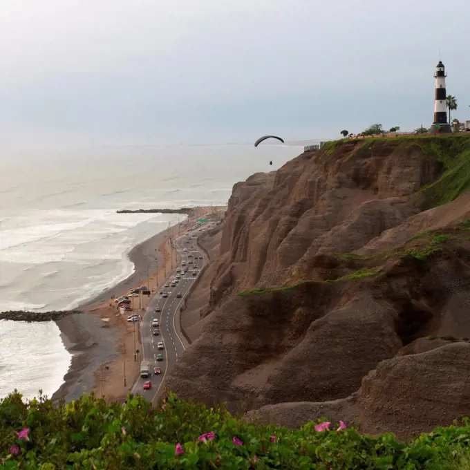 Tourists paragliding, Av De La Aviacion, Miraflores District, Lima Province, Peru