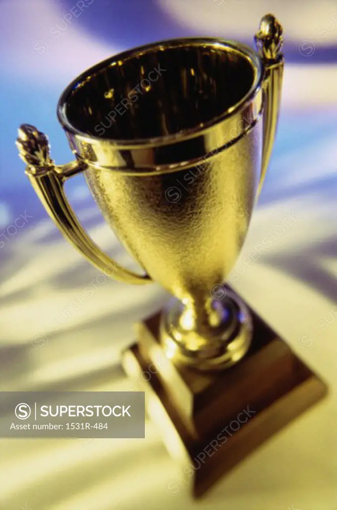 Close-up of a golden trophy