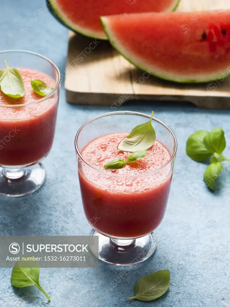 Watermelon juice with basil SuperStock