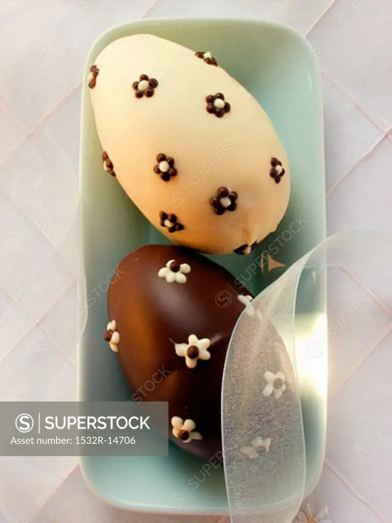 White and brown chocolate Easter egg