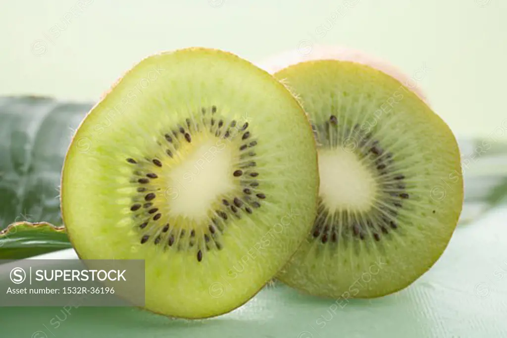 Kiwi fruit, partly sliced