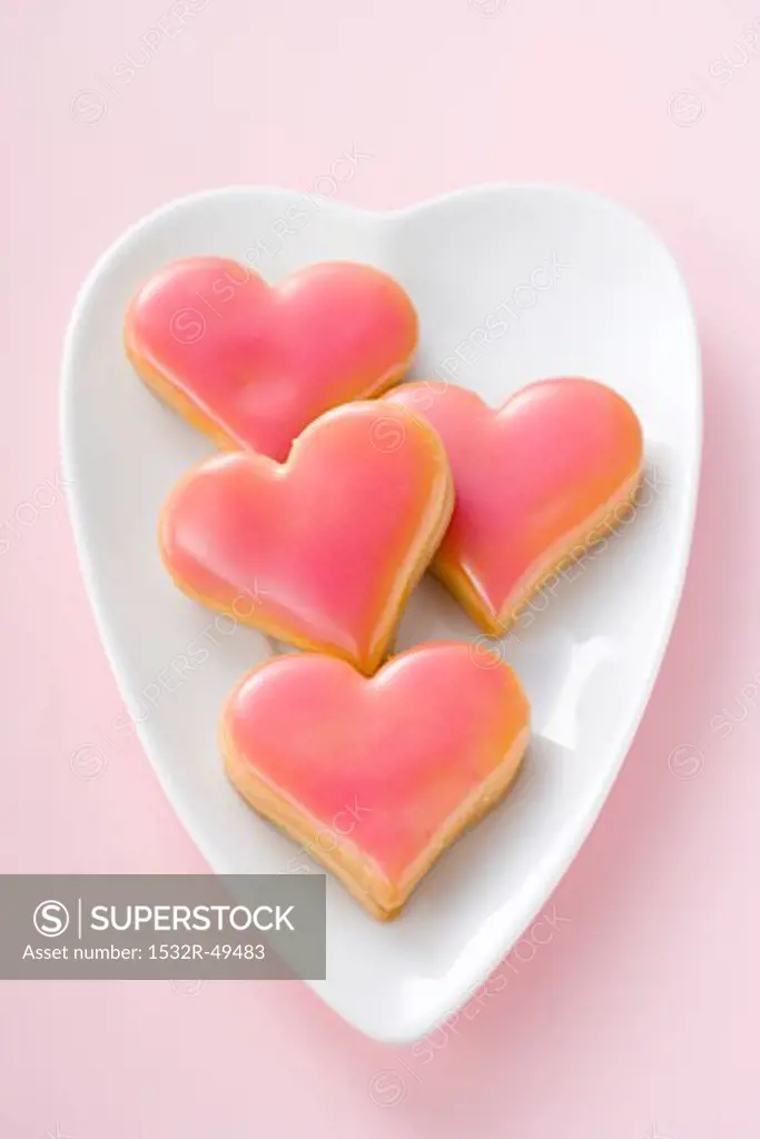 Heart-shaped biscuits (coloured background)