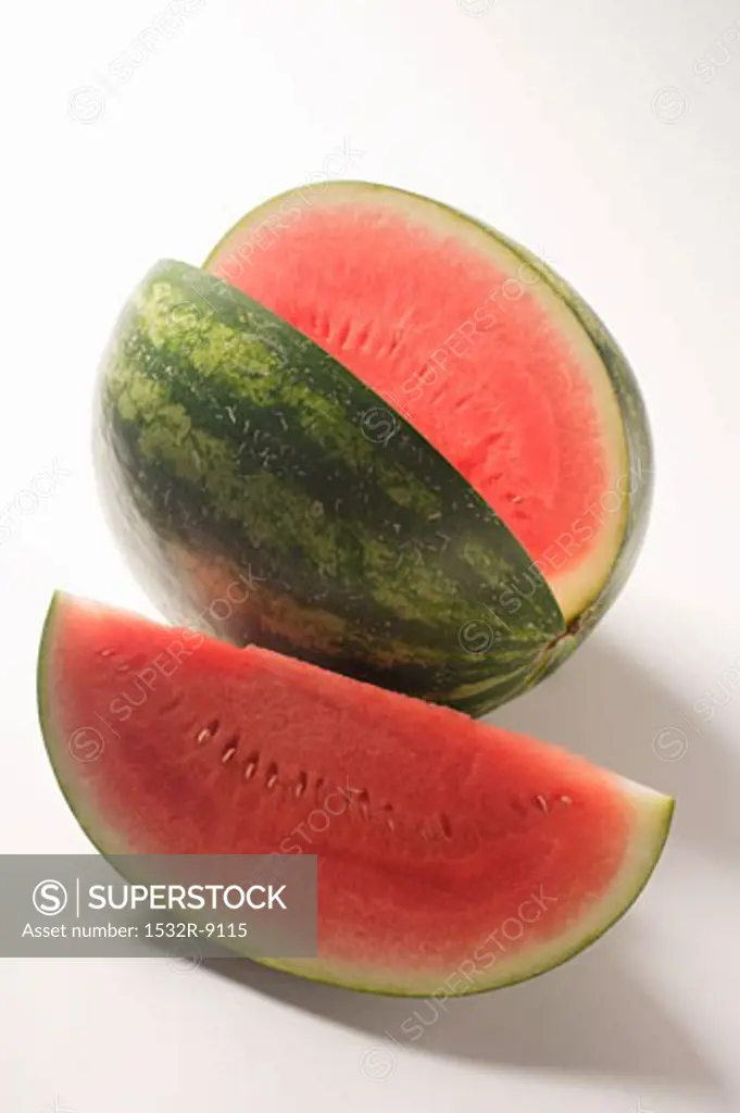 Watermelon with slice cut out