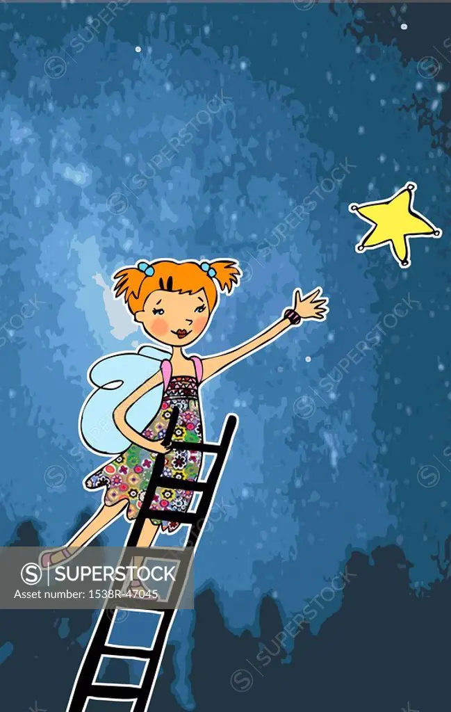 A girl reaching for a star