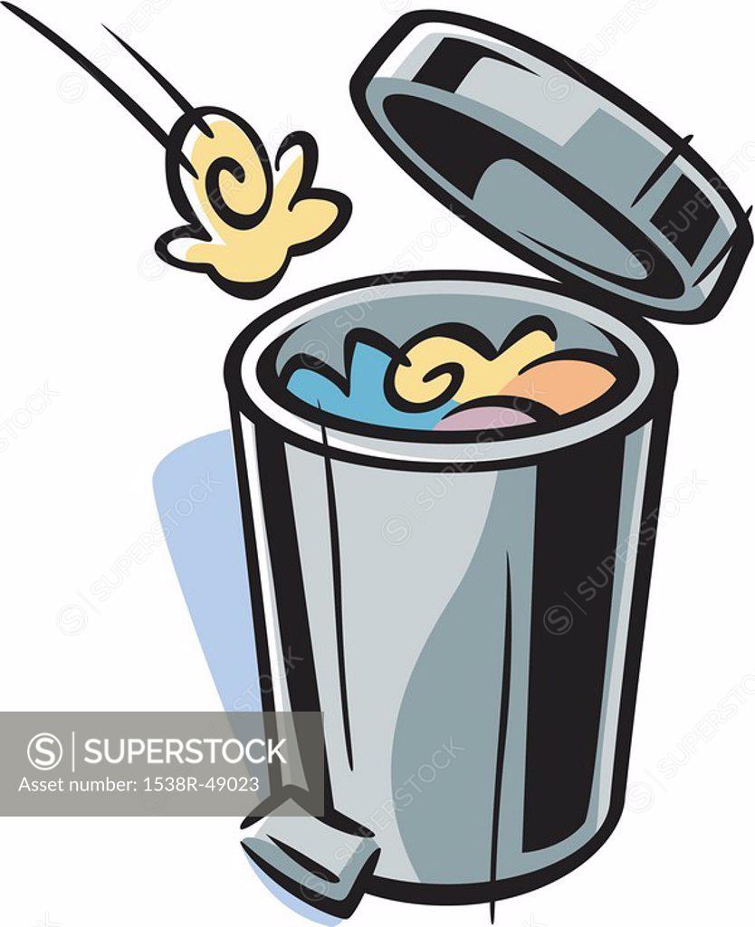 Cartoon drawing of a trash can SuperStock