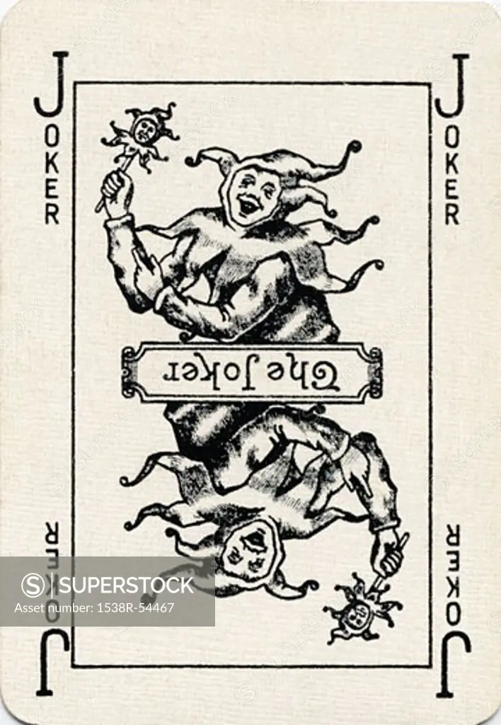 Vintage playing card with a joker