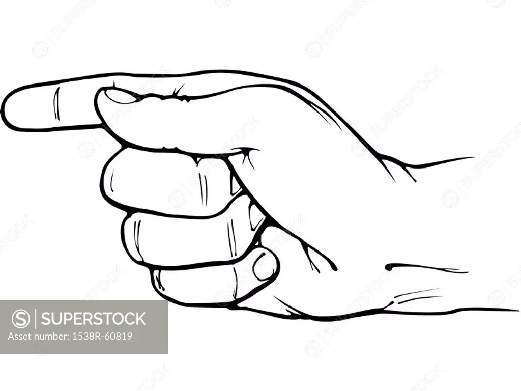 A drawing of a hand pointing upwards