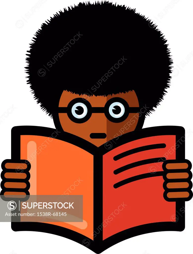 Illustration of a boy reading