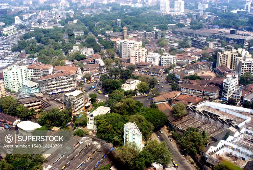 Aerial view of  Saat Rasta that is Seven roads called Jacob circle ; Mumbai Central ; Bombay Mumbai ; Maharashtra ; India