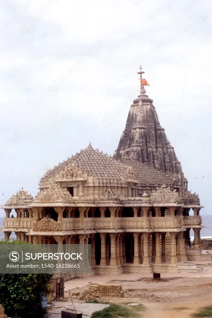 The Somnath Temple located in the Prabhas Kshetra near Veraval in Saurashtra on the western coast of Gujarat ; India 