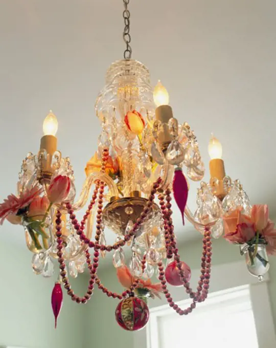 Low angle view of a decorated chandelier