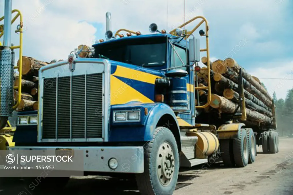 Truck carrying logs