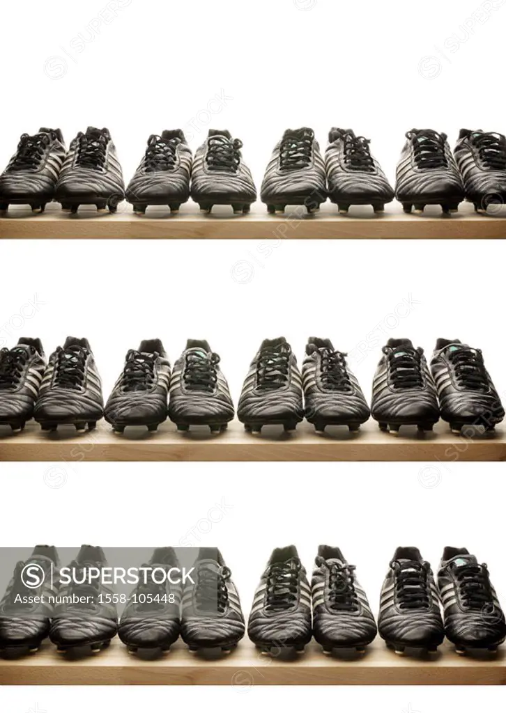 Shelf, football shoes,    Series, sport, football, WM 2006, team sport, team, soccer team, shoes, sneakers, tunnel shoes, cam football shoes, accessor...