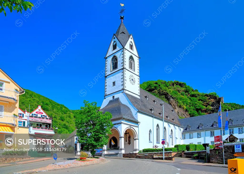 Pilgrimage church in the district of Bornhofen, Kamp-Bornhofen, Rhine, Middle Rhine Valley, Rhineland-Palatinate, West Germany, Germany