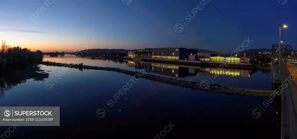 Deggendorf, river Danube, MAN DWE factory, road bridge in Niederbayern, Lower Bavaria, Bayern, Bavaria, Germany