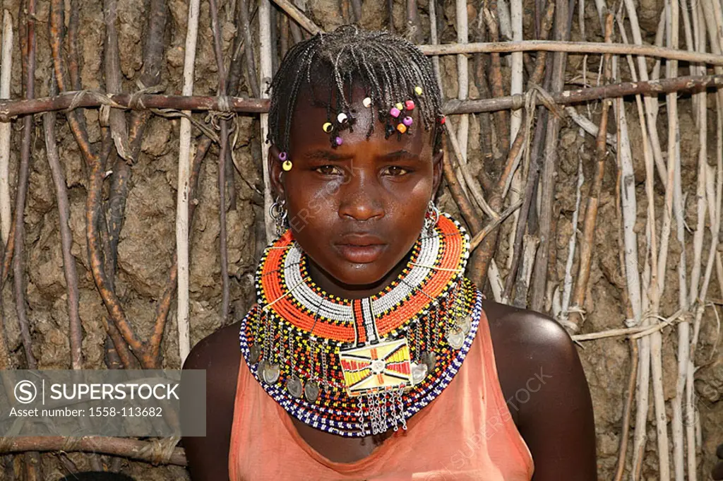 Kenya, Turkana-Frau, models no release, series, people, nomads, neck-jewelry, portrait, nomad-people, shepherd-nomads, people, trunk, Turkana-Stamm, T...