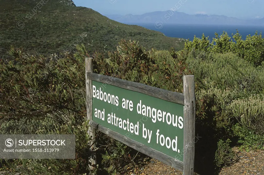 South Africa, cape-peninsula, cape of the good hope, warning-sign, Africa, cape-province, province west-cape, coast, Cape of Good Hope, vegetation, sh...