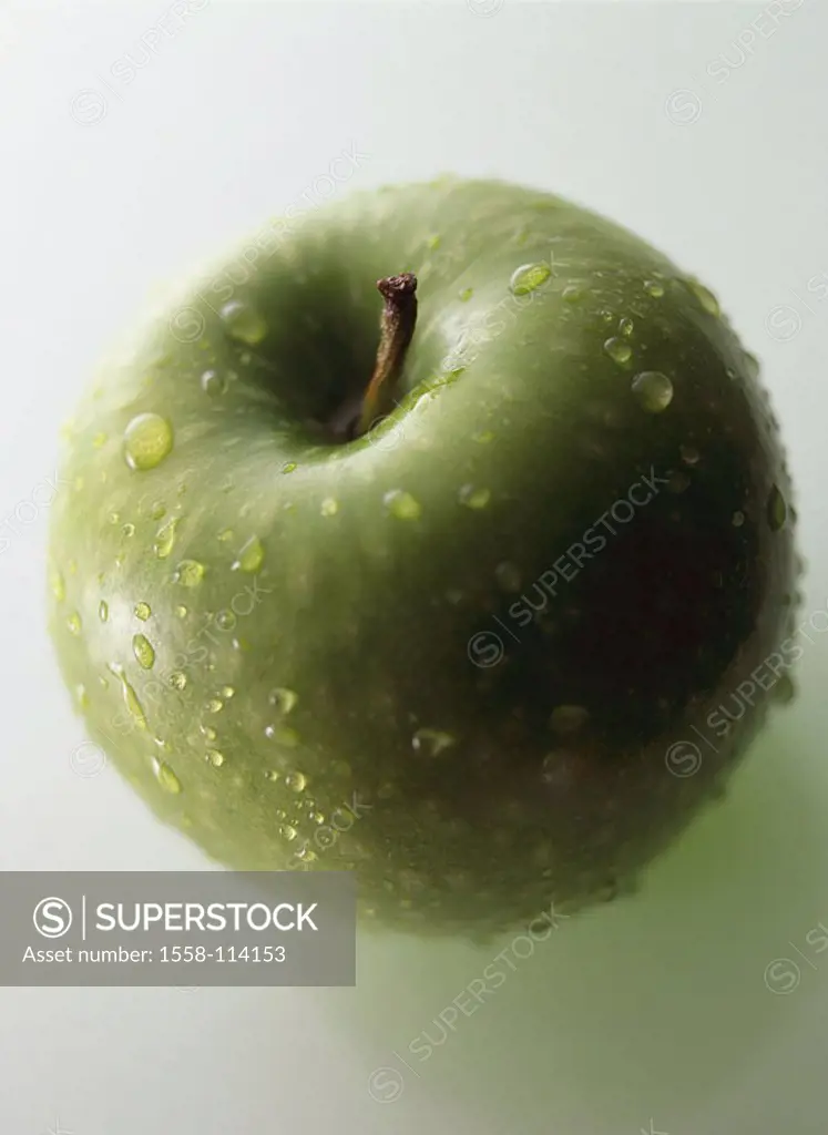 Apple, Granny Smith, wet, fruit, fruit, kernel-fruit, green, apple-kind, Malus spec , Water-drops, nutrition healthy, vitamin-rich, low-calorie, fruit...