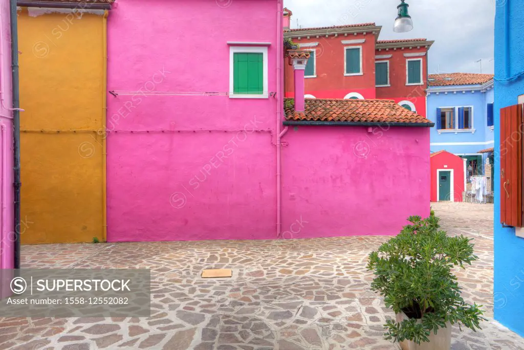 colorful painted houses, Burano, Venice, Veneto, Italy, Europe