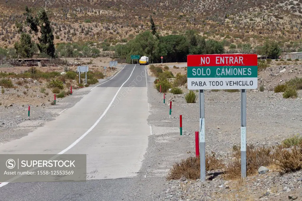 Warning sign for high water at desert, Chile