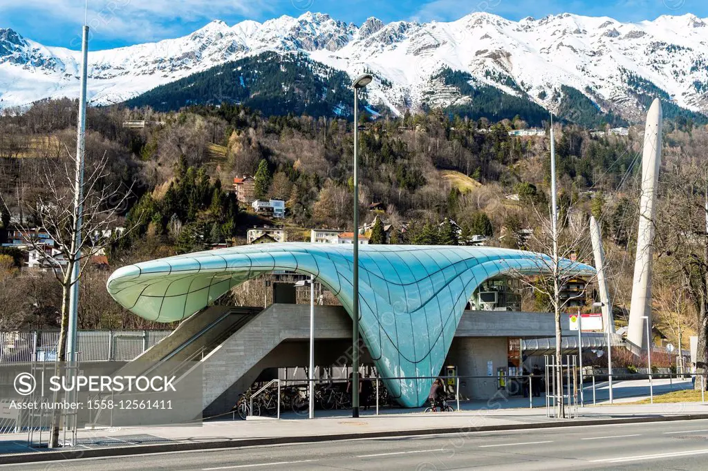 Hungerburgbahn, hybrid funicular railway, Loewenhaus station by Zaha Hadid, Innsbruck, Tyrol, Austria, Europe