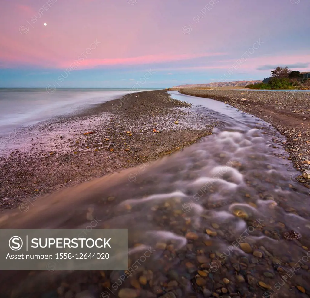 Maraetotara River mouth in the south Pacific, Te Awanga, Hastings, Hawke's Bay, north Island, New Zealand