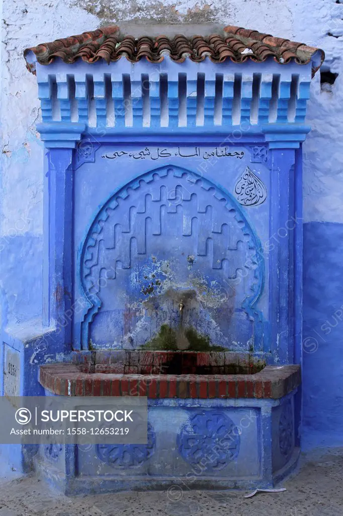 Africa, Morocco, Chefchaouen, Medina, blue fountain,