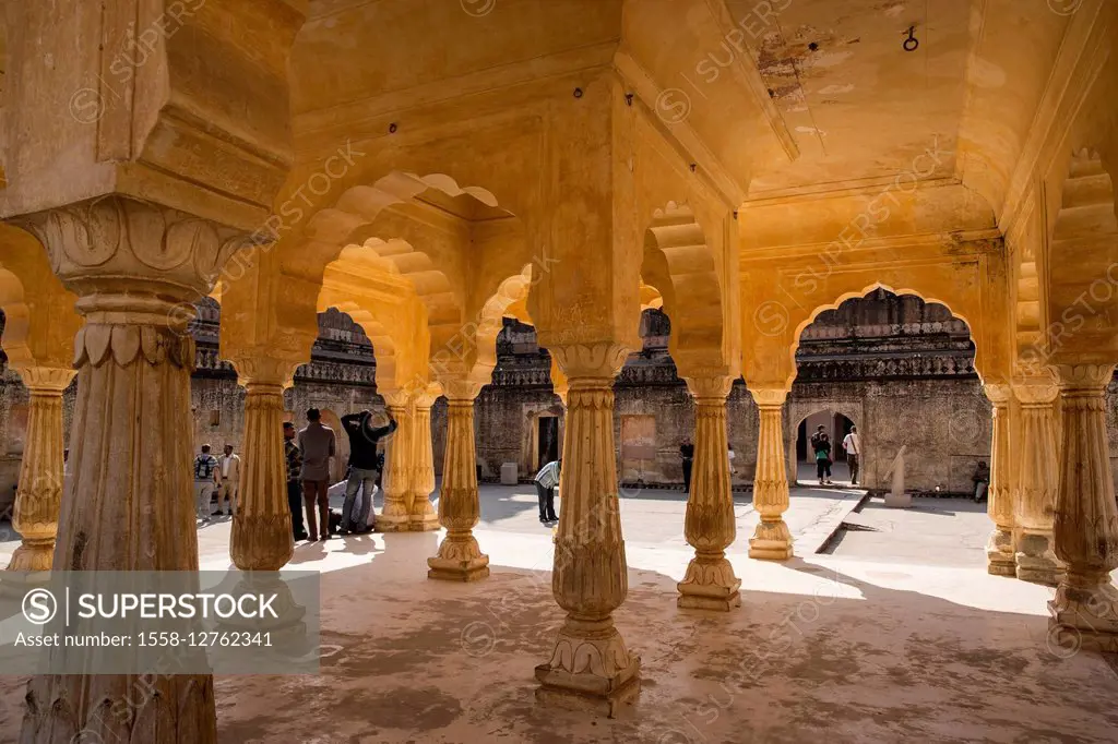 India, Rajasthan, Jaipur, Fort Amber, Baradhari Pavilion, tourist