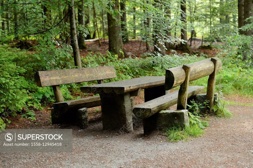 Scenery, park benches, table, standing, wood