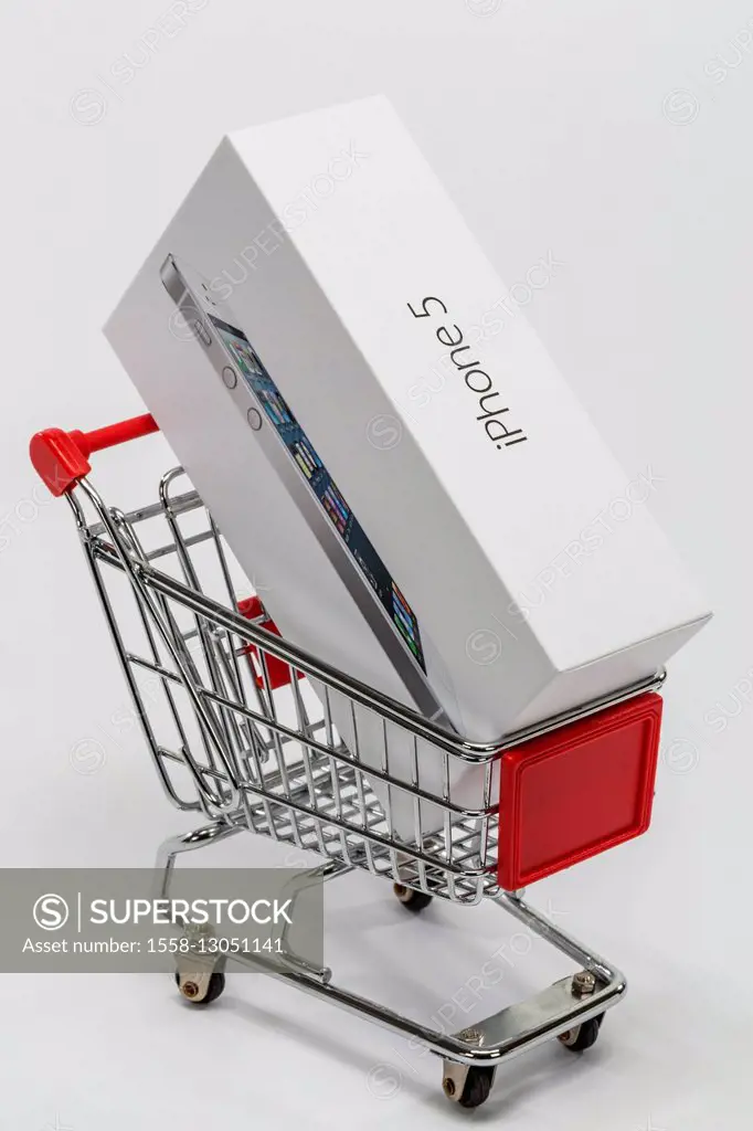 Shopping trolley, Apple iPhone 5 in an original box, figuring consumption,